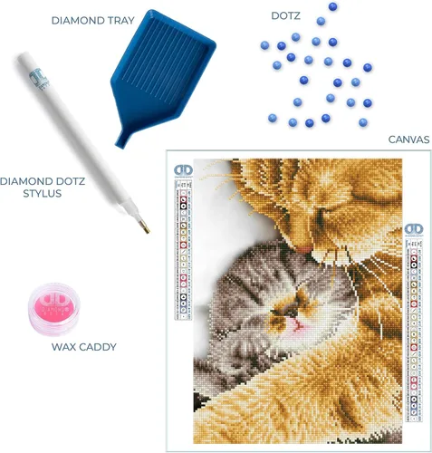 Vista 5 de DIAMOND DOTZ Tender Moment Cats - Kits de pintura de diamantes para adultos, kits de arte de diamantes, un kit de manualidades creativo relajante