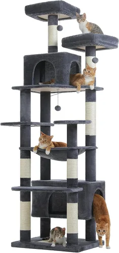 Vista 17 de PAWZ Road Árbol grande para gatos, torre para gatos de 72 pulgadas para gatos grandes, condominio para gatos con postes rascadores y almohadillas