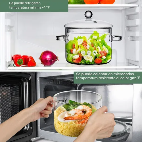 Vista 4 de Yardwe Olla de vidrio, 1.4 cuartos de galón resistente al calor para estufa, utensilios de cocina de vidrio transparente para popurrí, pasta