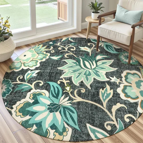 Vista 26 de Lahome - Tapete floral con estampado de cachemira, lavable, antideslizante, pequeño, anti-manchas, suave, para baño, entrada, dormitorio, Negro