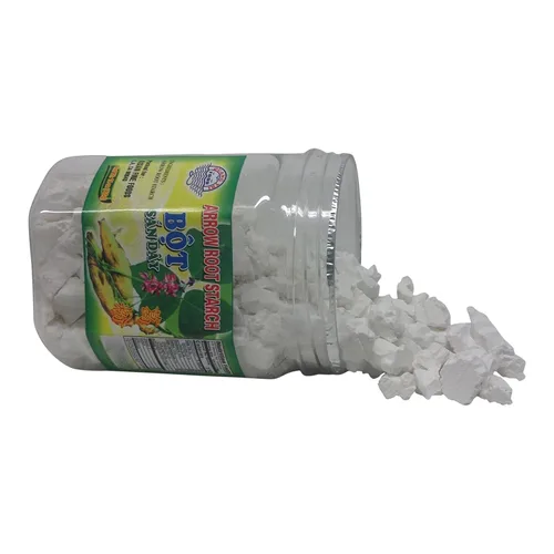 Vista 6 de Quang Tri Arrowroot Bot San Day espesante asiático. Trozos de tamaño para bocado de almidón de arrurruz crujiente, frasco de 14 oz.