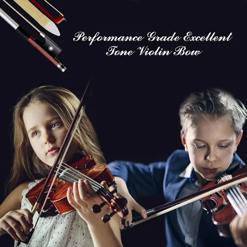 Vista 5 de Arco de violín de excelente tono de grado de rendimiento, 4/4, tamaño completo, ocho esquinas con colofonia libre y paños de microfibra limpios 1