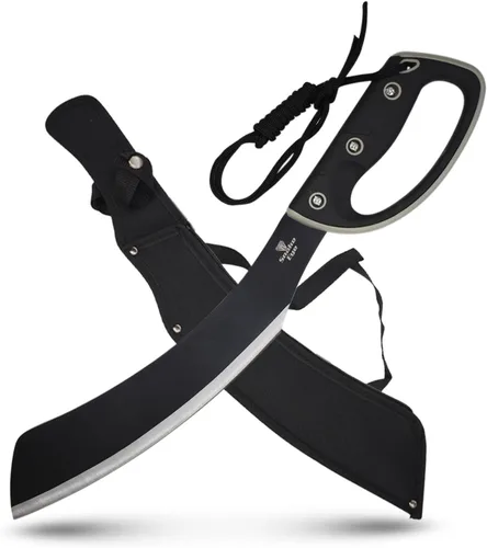 Vista 9 de Snake Eye Tactical Machete de hoja fija Full-Tang con vaina para caza, camping, pesca al aire libre (BK-GN)