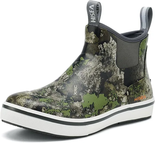 Vista 11 de HISEA Botas de lluvia para hombre, impermeables, de goma, neopreno, zapatos Negro