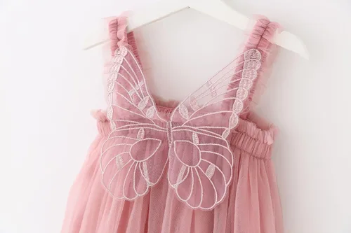 Vista 3 de Vestidos de verano con alas de mariposa, vestido de tul de hada, sin mangas, para fiesta de cumpleaños