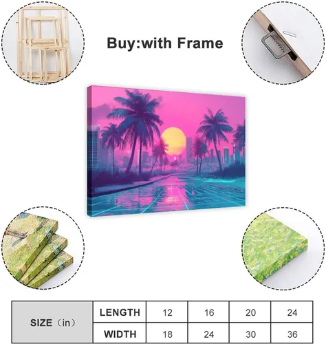 Vista 2 de Póster retro Vaporwave – Arte de pared de subcultura Synthwave – Impresión estética de neón – Decoración moderna única para el hogar y la oficina
