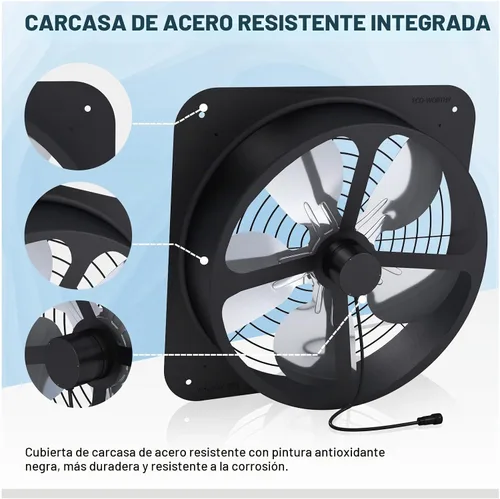 Vista 5 de ECO-WORTHY Ventilador de ático de 25 W alimentado por energía solar con ventilador de techo abuhardillado y panel plegable de 30 W - Ventiladores