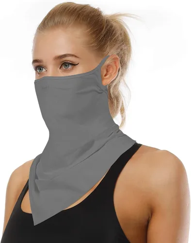 Vista 17 de YAYOUREL Polaina para el cuello, bandanas para hombres y mujeres, cubierta de bufanda para la cara con rayos UV, con agujero para las orejas