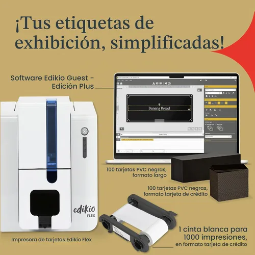 Vista 2 de Guest Flex - Paquete de impresión de tarjetas, etiquetas de bufé duraderas, fáciles de limpiar, personalizables, impresión rápida, monocromática