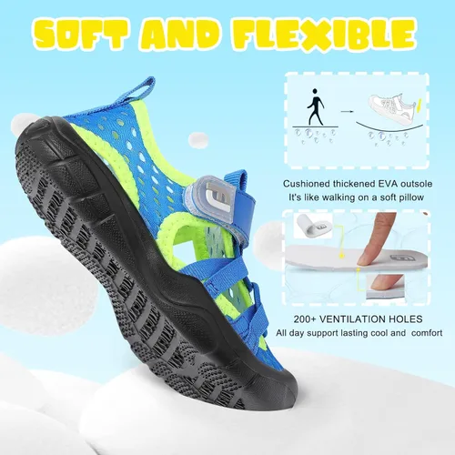Vista 6 de JOINFREE Zapatos de agua para niños y niñas, transpirables, Qucik, tenis de agua seca, sandalias deportivas de playa, ligeras, descalzas, flexibles