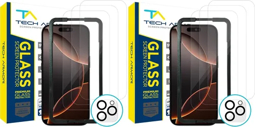 Vista 8 de Tech Armor Protector de pantalla de vidrio balístico diseñado para Apple iPhone 12 Pro Max de 6.7 pulgadas, paquete de 3 unidades de vidrio templado