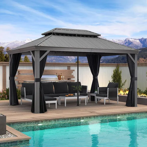 Vista 50 de PURPLE LEAF - Gazebo para exteriores de 10 x 12 pies, con sistema de drenaje