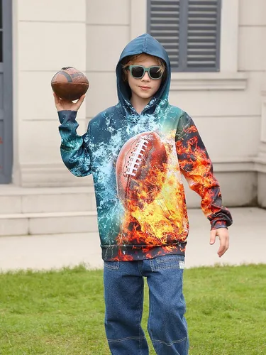 Vista 4 de AIDEAONE - Sudadera con capucha para niños y niñas de 6 a 16 años con estampado 3D y bolsillo, estilo casual