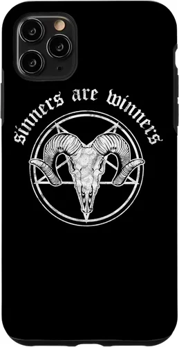 Vista 12 de Funda para iPhone 14 Occult Baphomet Tarot Card Satanic Devil Sinners are Winners