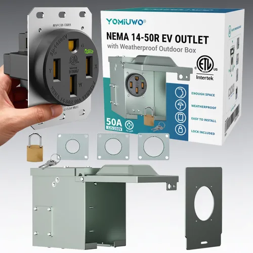 Vista 13 de Receptáculo de carga EV de 50 amperios/salida Nema 14-50 EV con placa de pared: dispositivo de hoja recta resistente, 2.42 "de diámetro, abrazadera