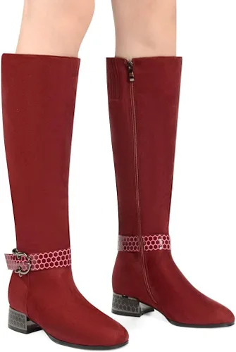 Vista 4 de ANN CREEK Botas 'Orizea' de gamuza sintética con tacón bajo y correas estampadas para colmena
