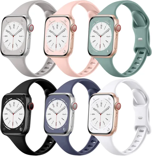 Vista 15 de Lerobo Paquete de 6 correas deportivas de silicona compatibles con Apple Watch Series 7, 8, SE, 6, 5, 4, 3, 2, 1