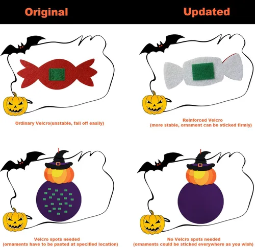 Vista 5 de THAWAY Decoración colgante de bruja de calabaza de fieltro de Halloween, manualidades y kits de fieltro, adornos adhesivos, decoraciones de fiesta