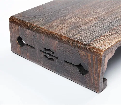 Vista 7 de Taburete bajo de madera, taburete rectangular para cama, escalera de superficie grande para cocina y baño, taburete reposapiés debajo