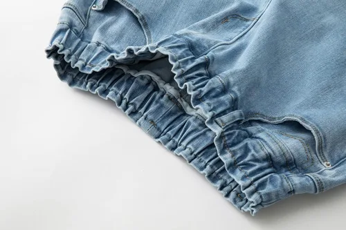 Vista 8 de Plus Size Pull-on Jeans for Women Thin Petite Full Length Mom High Waist Elastic Loose Harem Pants
