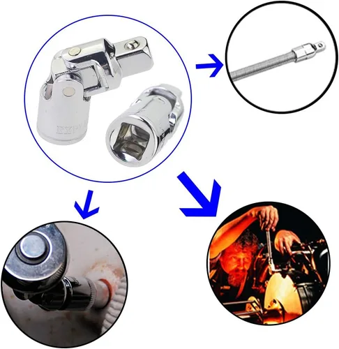 Vista 7 de Junta universal de impacto de aire conjunto conjunto de enchufes 3 piezas, 1/4 '', 3/8 '' y 1/2 '' Drive