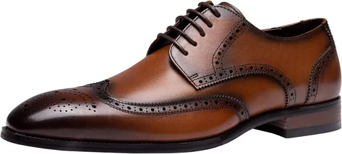 Vista 8 de Jousen Men's Dress Shoes Leather Formal Business Oxford Derby Shoes Brogue Wingtip Retro Dress Shoes for Men