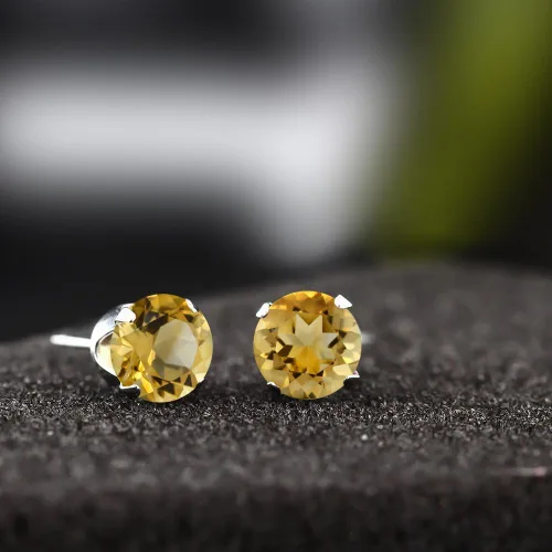 Vista 62 de Gem Stone King Aretes redondos de plata de ley 925 con piedra natal de 0.236 in para mujer