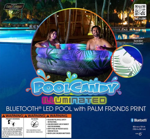 Vista 2 de Poolcandy Piscinas inflables para hasta 3 adultos (piscina inflable iluminada con luces LED tropicales para el día y la noche)