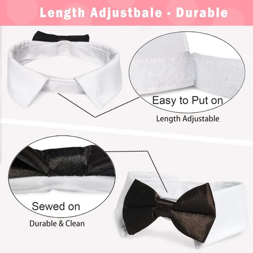 Vista 3 de Esmoquin para gatos, traje ajustable de Koolmox con lazos formales y corbatas para mascotas, corbata negra para niños pequeños y medianos, gatos