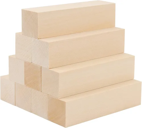 Vista 8 de JOIKIT Paquete de 4 bloques de tallado de madera de tilo de 6 x 3 x 3 pulgadas, bloques de madera suave sin terminar, bloques de tala seca al horno