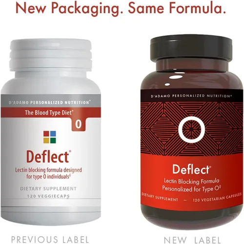 Vista 3 de D'Adamo Personalized Nutrition Deflect Lectin Blocker (Blood Type O) - 120 cápsulas vegetarianas. Potenciador del metabolismo. Apoyo inmunológico.