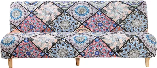 Vista 34 de MIFXIN Funda de sofá sin brazos, funda elástica plegable para futón, protector de muebles para sofá cama sin apoyabrazos, funda para sofá para Hojas