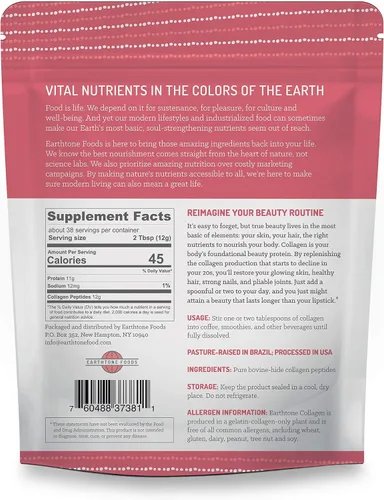 Vista 2 de Colágeno Earthtone. Péptidos 16 onzas. Proteína de carne de res sin transgénicos, 1