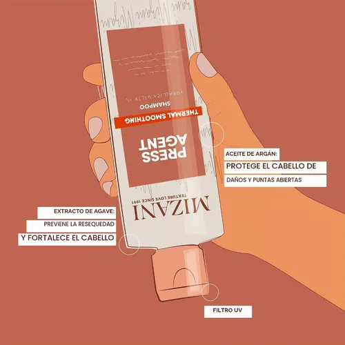 Vista 6 de Mizani Press Agent Champú sin sulfato Hidrata el cabello para peinar con calor, soplar y prensa de seda Sella el cabello de la humedad