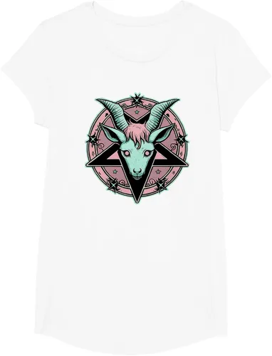 Vista 60 de Camiseta Kawaii Paste Creepy Goat Pentacle, Negro