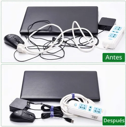Vista 5 de OneLeaf 60 Piezas Bridas de Cable Reutilizables de Sujeción con Gancho y Bucle, Correas de Cable Multiusos Bridas de Alambre Gestión de Cables