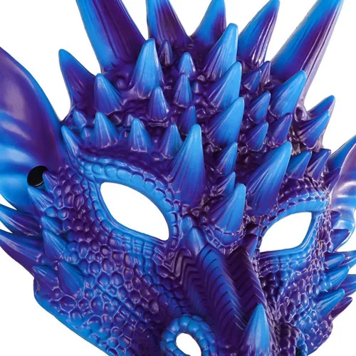 Vista 3 de Disfraz de máscara de dragón 3D transpirable para adultos y adolescentes, tocado ligero de Halloween con correa ajustable