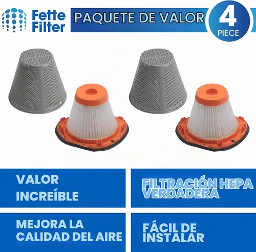 Vista 2 de Fette Filter - Juego de filtros de vacío compatibles con BLACK+DECKER 20V MAX POWERCONNECT modelos de aspiradora de mano BCHV001C1, BCHV001B