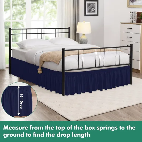 Vista 99 de Biscaynebay Faldas de cama envolventes con esquinas divididas para camas Twin/Twin XL de 15 pulgadas de caída, volantes de polvo elásticos Negro