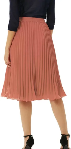 Vista 106 de GRACE KARIN - Falda plisada de gasa para mujer, con cintura alta y elástica, vuelo, corte acampanado y longitud por debajo de la rodilla