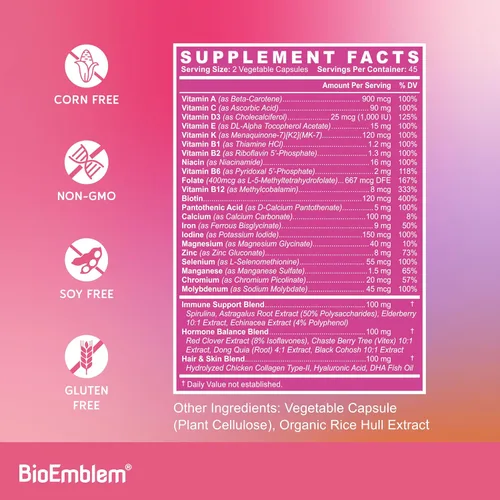 Vista 8 de BioEmblem Complejo triple de magnesio y multivitamínico para la salud cardiovascular y las necesidades nutricionales