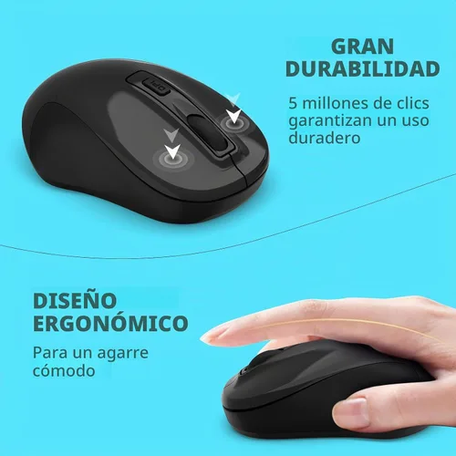 Vista 5 de LeadsaiL Ratón inalámbrico, mouse inalámbrico USB de 2.4 GHz para laptop, ratones silenciosos compactos, 4 botones, 3 DPI ajustables, mouse óptico