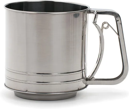 Vista 10 de RSVP International Endurance® - Tamiz vintage de acero inoxidable con una sola mano, 1 taza, para tartas superiores, tamizar harina, adobo