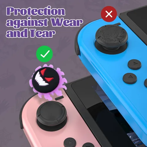 Vista 6 de NANANINO Lindas tapas de silicona para Halloween Joycon para pulgar, cubierta de joystick compatible con SwitchOLEDSwitch Lite, 4 unidades, fantasma