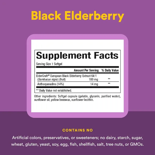 Vista 4 de Natural Factors Sambucus Extracto estandarizado de saúco negro, apoya el sistema inmunológico y la salud respiratoria, saúco negro europeo