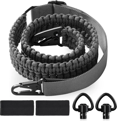 Vista 11 de VVAAGG Correa de 2 Puntos QD Ajustable de 550 Paracord con Gancho de Metal y Giratorias de Correa QD para Caza