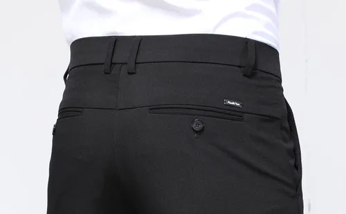 Vista 3 de Plaid&Plain Pantalones de vestir ajustados elásticos en 4 direcciones para hombre