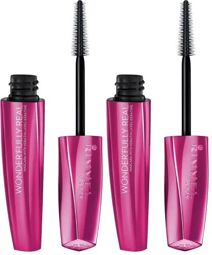 Vista 4 de Rimmel Wonder'fully Real Mascara, impermeable negro, 0.37 onzas líquidas 002 Impermeable Negro