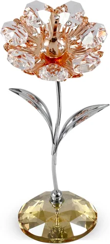 Vista 2 de Matashi Figurilla de Girasol Chapada en Cromo y Oro Rosa con Cristales Incrustados, Ornamento de Mesa con Base de Cristal Dorado Figura de girasol