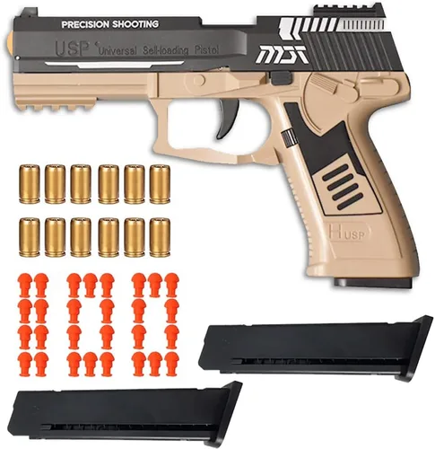 Vista 7 de Dreamplay Shell Ejecting Toy Gun, Automatic Pull Back Action Education Model Toy for Kids Gifts Usp-1911verde